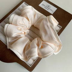 Oversized scalloped satin scrunchie - View 8 | TEVQA