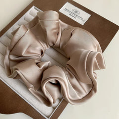 Oversized scalloped satin scrunchie - View 7 | TEVQA