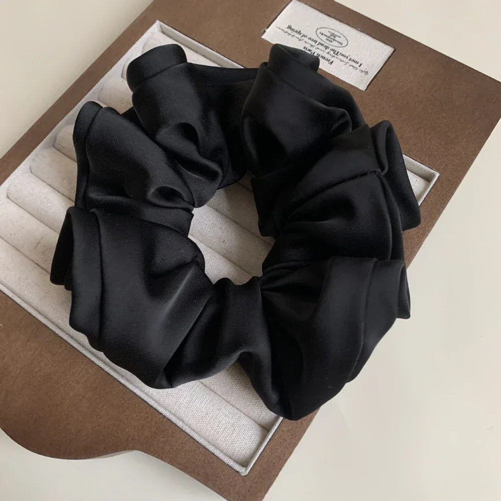 Oversized scalloped satin scrunchie - View 9 | TEVQA