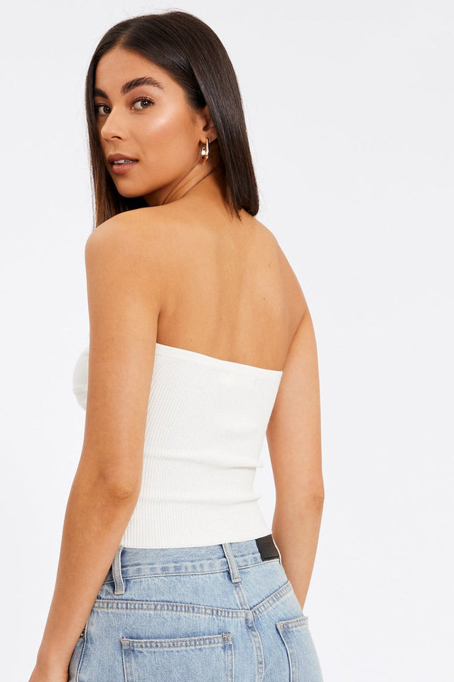 Merlaine Strapless Knotted Knit Crop Top | Dress In Beauty
