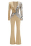 Sequin long sleeve jumpsuit with flared legs - View 8 | TEVQA