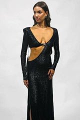 Cut Out Backless Gown - TEVQA