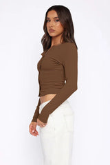 Black Button-Up Knit Top - View 13 | TEVQA