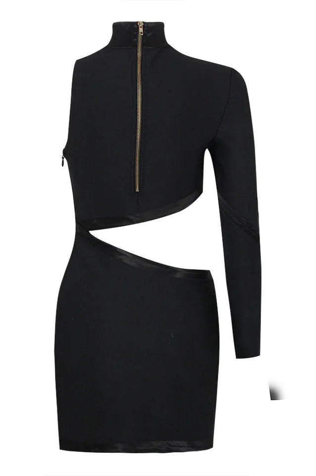 Black one shoulder cutout mini dress - View 6 | TEVQA
