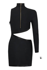 Black one shoulder cutout mini dress - View 6 | TEVQA