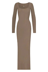 Ribbed Knit Square Neck Maxi Dress - View 21 | TEVQA