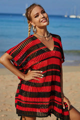 Crocheted V-Neck Beach Cover Up - View 23 | TEVQA