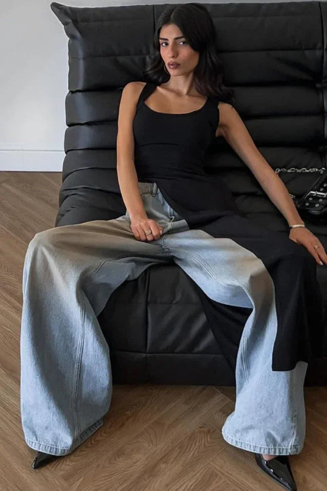 Diagonal Hem Maxi Knit Top - View 8 | TEVQA