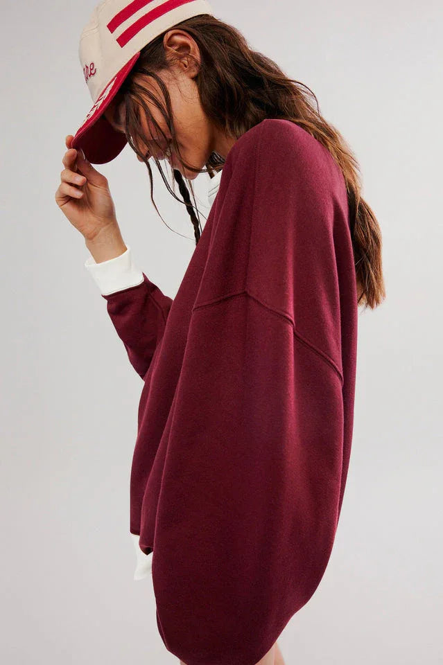 Comfy Chic Contrast Trim Oversized Sweatshirt - TEVQA