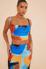 Pleated cow neck top and maxi skirt set - View 13 | TEVQA