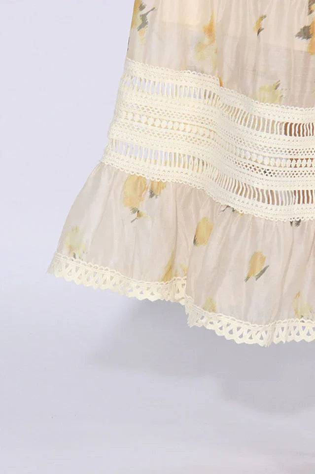 Floral Maxi Dress with Puff Sleeves - View 12 | TEVQA