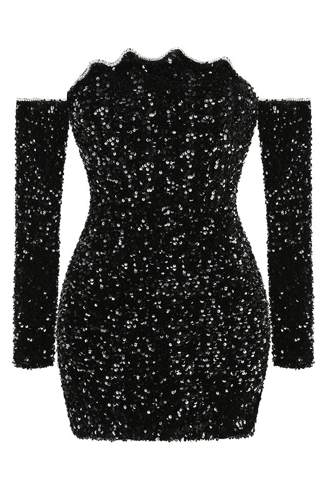 Black Off Shoulder Diamonds Dress | Dress In Beauty