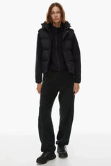 Cropped Puffer Vest with Matte Finish - View 11 | TEVQA