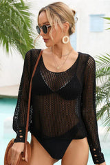 Women’s White Hollow Out Crochet Knit Beach Cover Up Top - TEVQA