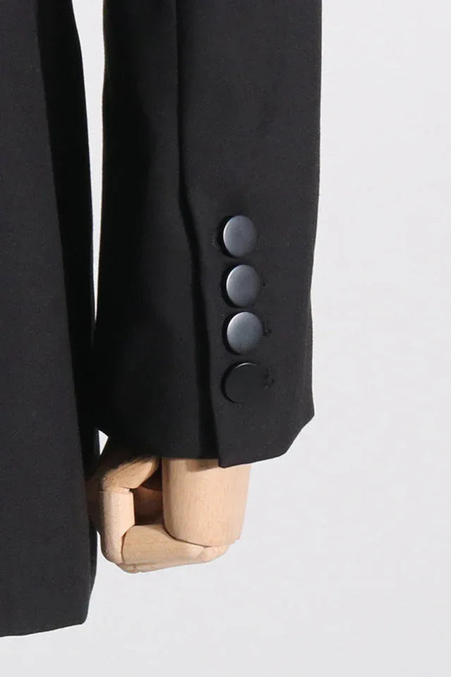 Tuxedo dress with sheer detail - View 10 | TEVQA