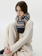 Fuzzy Rainbow Gradient Scarf - View 9 | TEVQA