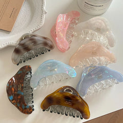 3.3 Inch Iridescent Acetate Hair Claw - Solid 37g Premium Triangle Clip