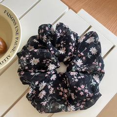 Oversized Chiffon Floral Scrunchie - View 6 | TEVQA