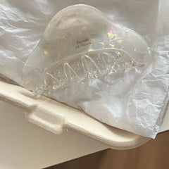 3.3 Inch Iridescent Acetate Hair Claw - Solid 37g Premium Triangle Clip