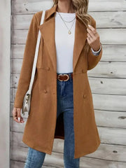 The Harper Faux Suede Mid-Length Coat - TEVQA