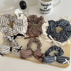 Classic Preppy Stripe Scrunchie (Lace or Bow Style)