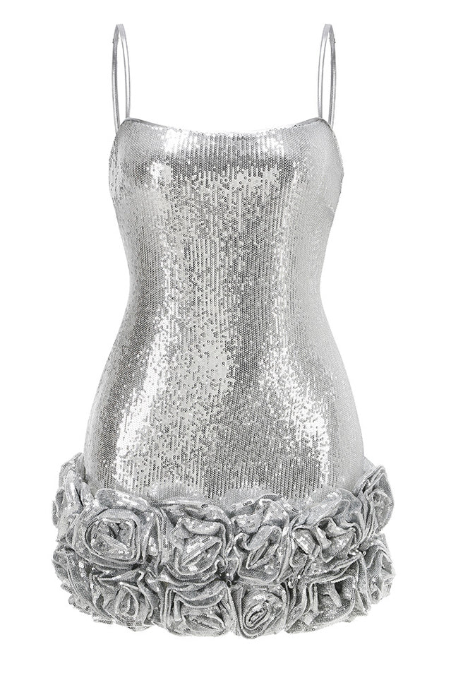 Faye Sequin Flower Mini Dress | Dress In Beauty
