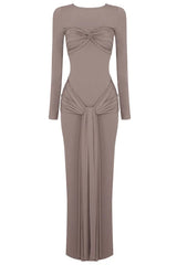 Strappy Long Sleeve Maxi Dress - TEVQA