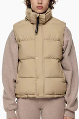 Cropped Puffer Vest with Matte Finish - View 13 | TEVQA