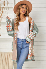 Geometric Open Front Long Sleeve Cardigan | Dress In Beauty