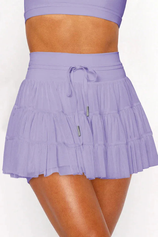 High Waist Ruffle Skort - View 10 | TEVQA