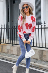 Pink bow knit sweater - View 9 | TEVQA