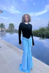 Satin Maxi Dress with High Neckline - View 12 | TEVQA