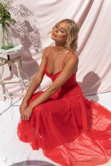Cindy Tulle Midi Dress - TEVQA