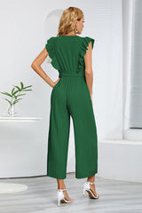 V-Neck Pleats Belted Jumpsuit | Dress In Beauty