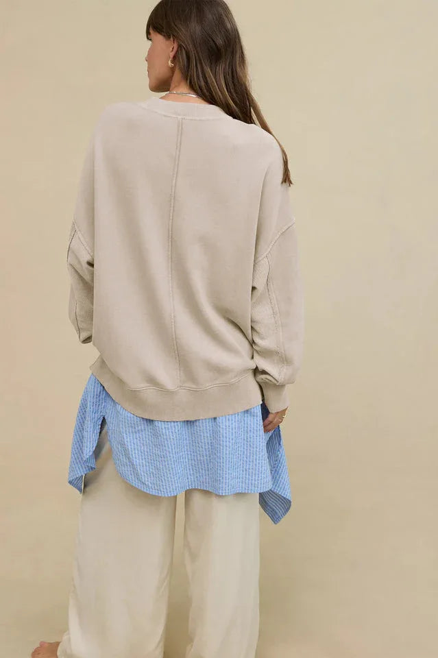 Comfy Chic Raw Seam Oversized Sweatshirt - TEVQA