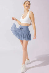 Pirouette Skort with Ruffled Tulle and Drawstring Waist - View 14 | TEVQA