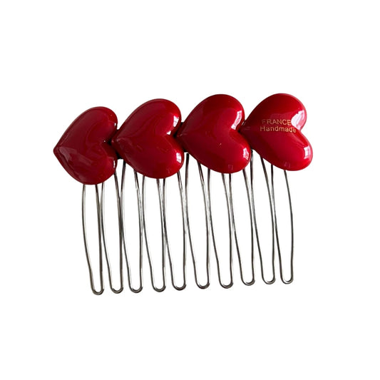 Heart Acetate Hair Comb Pin - 3 Inch Decorative Side Comb