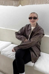 Vegan leather bomber jacket - View 16 | TEVQA