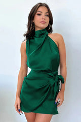Santorini Satin Mini Dress - View 17 | TEVQA
