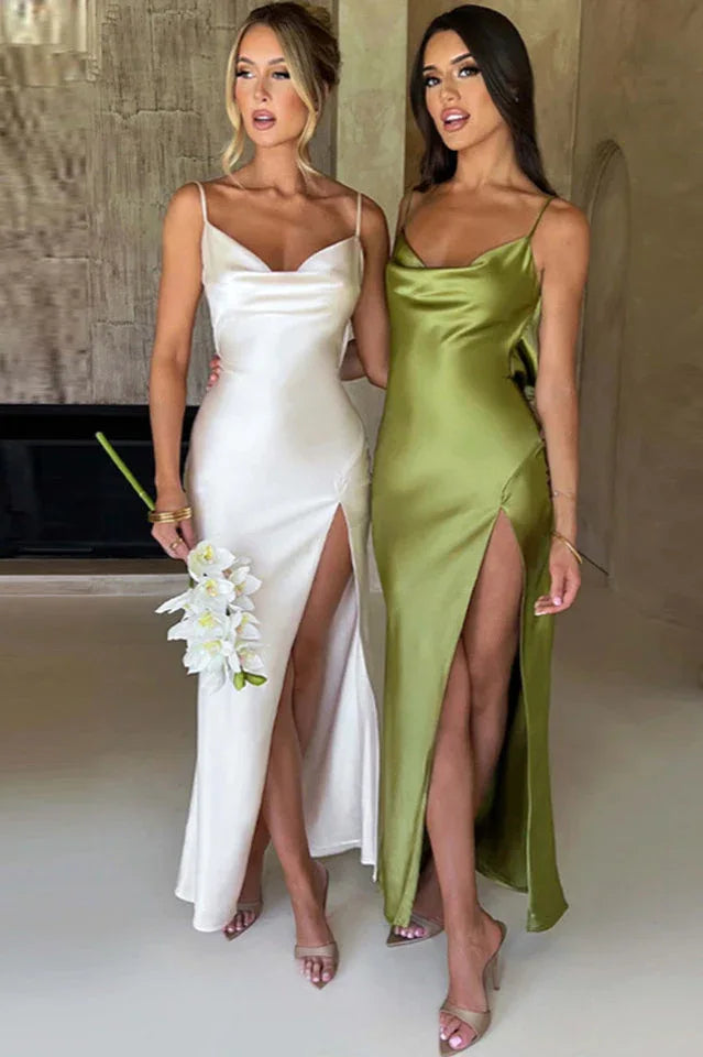 Kayle Satin Cami Dress - View 13 | TEVQA