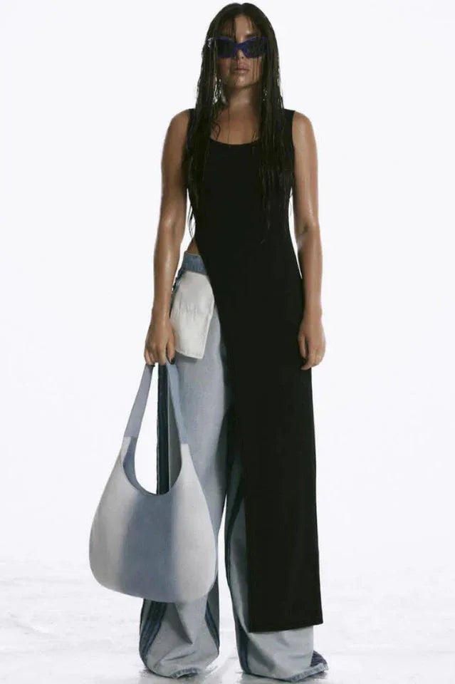 Diagonal Hem Maxi Knit Top - View 7 | TEVQA