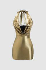 Metallic halter mini dress - View 8 | TEVQA
