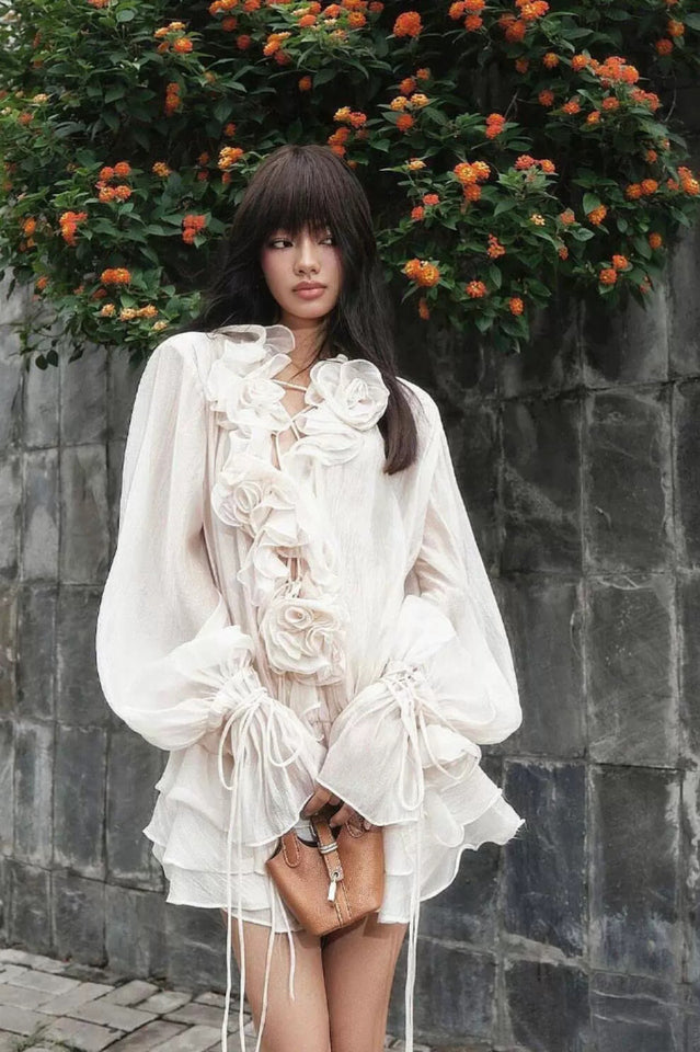 Olive Puff Sleeve Tiered Mini Dress | Dress In Beauty