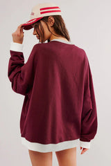 Comfy Chic Contrast Trim Oversized Sweatshirt - TEVQA