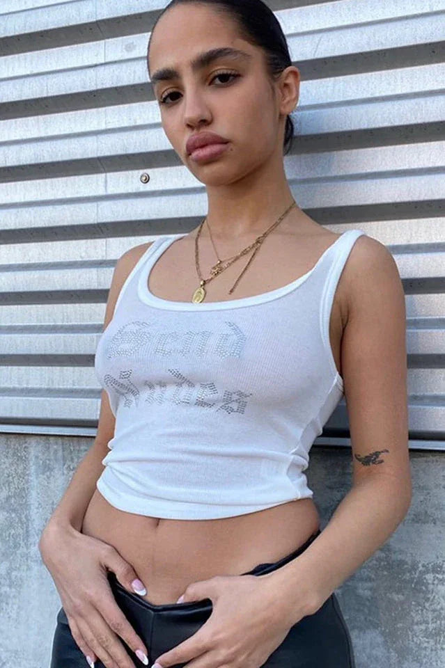 Rhinestone Graphic Tank Top - View 8 | TEVQA