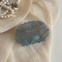 Seashell hair claw clip with rhinestones - View 8 | TEVQA