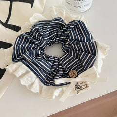 Classic Preppy Stripe Scrunchie (Lace or Bow Style)