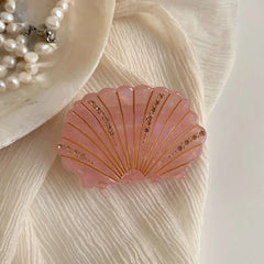 Seashell hair claw clip with rhinestones - View 6 | TEVQA