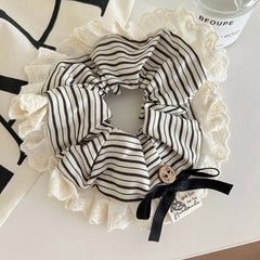 Classic Preppy Stripe Scrunchie (Lace or Bow Style)
