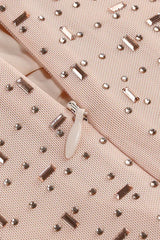Sequin Mesh Column Gown with Cut-Out Detail - View 8 | TEVQA